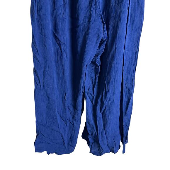 Becca Ponza Blue Strapless Cropped Wide Leg Beach Coverup Jumpsuit Size Large - Picture 6 of 9